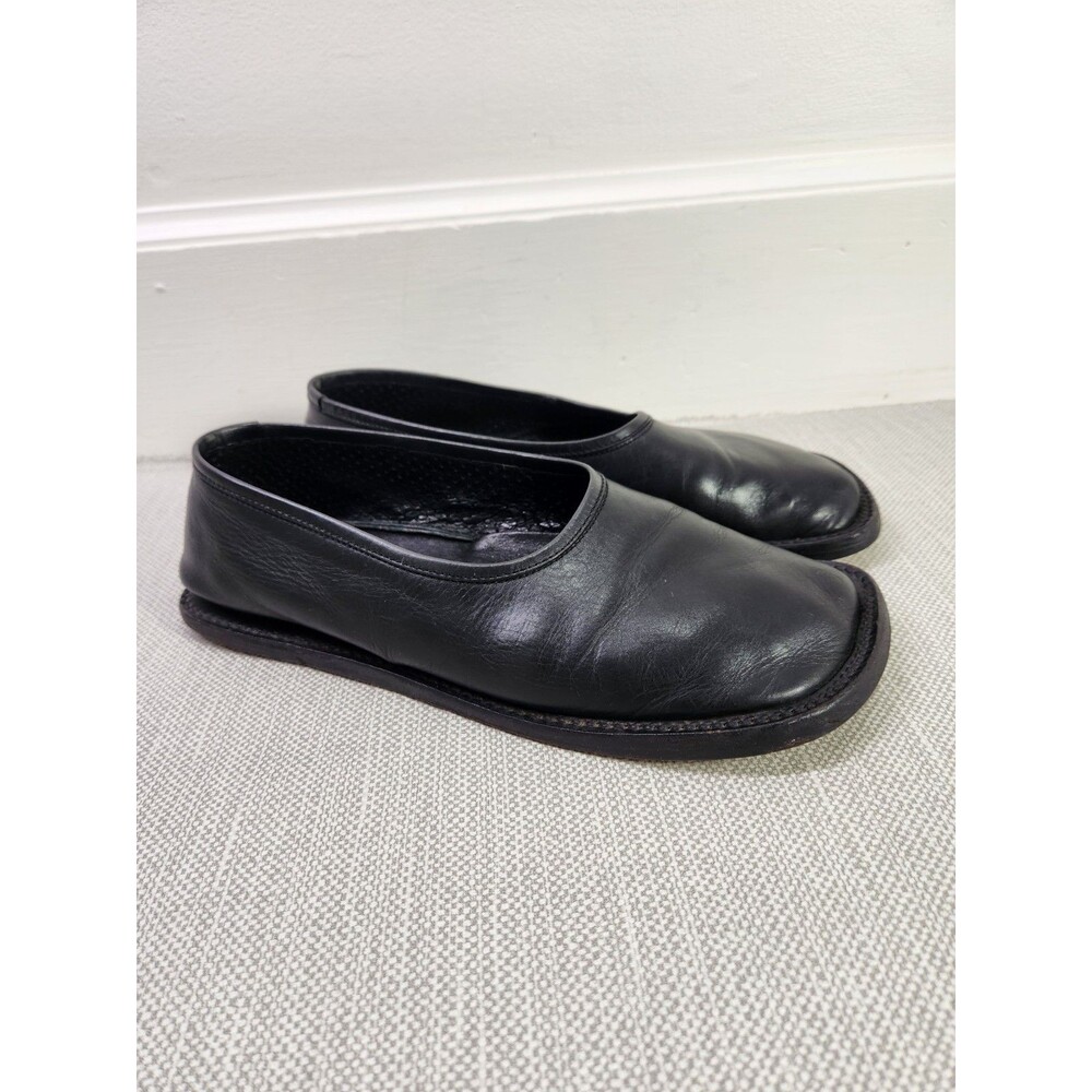 Rundholz Size 40 Black Leather Flats Slip On Shoes Women Boho Hippie